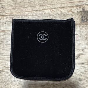 CHANEL Black Velvet Logo Pouch